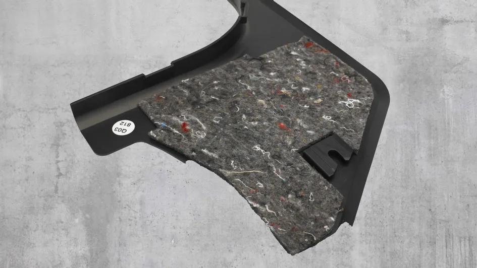 laser cut automotive interior panel with felt lining processed using trotec laser cutter