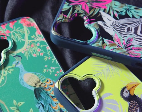 Cover per smartphone con grafiche tropicali