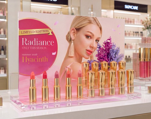 Espositore per cosmetici in plexiglass stampato