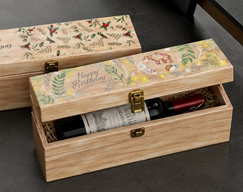 Cassette portabottiglie in legno decorate